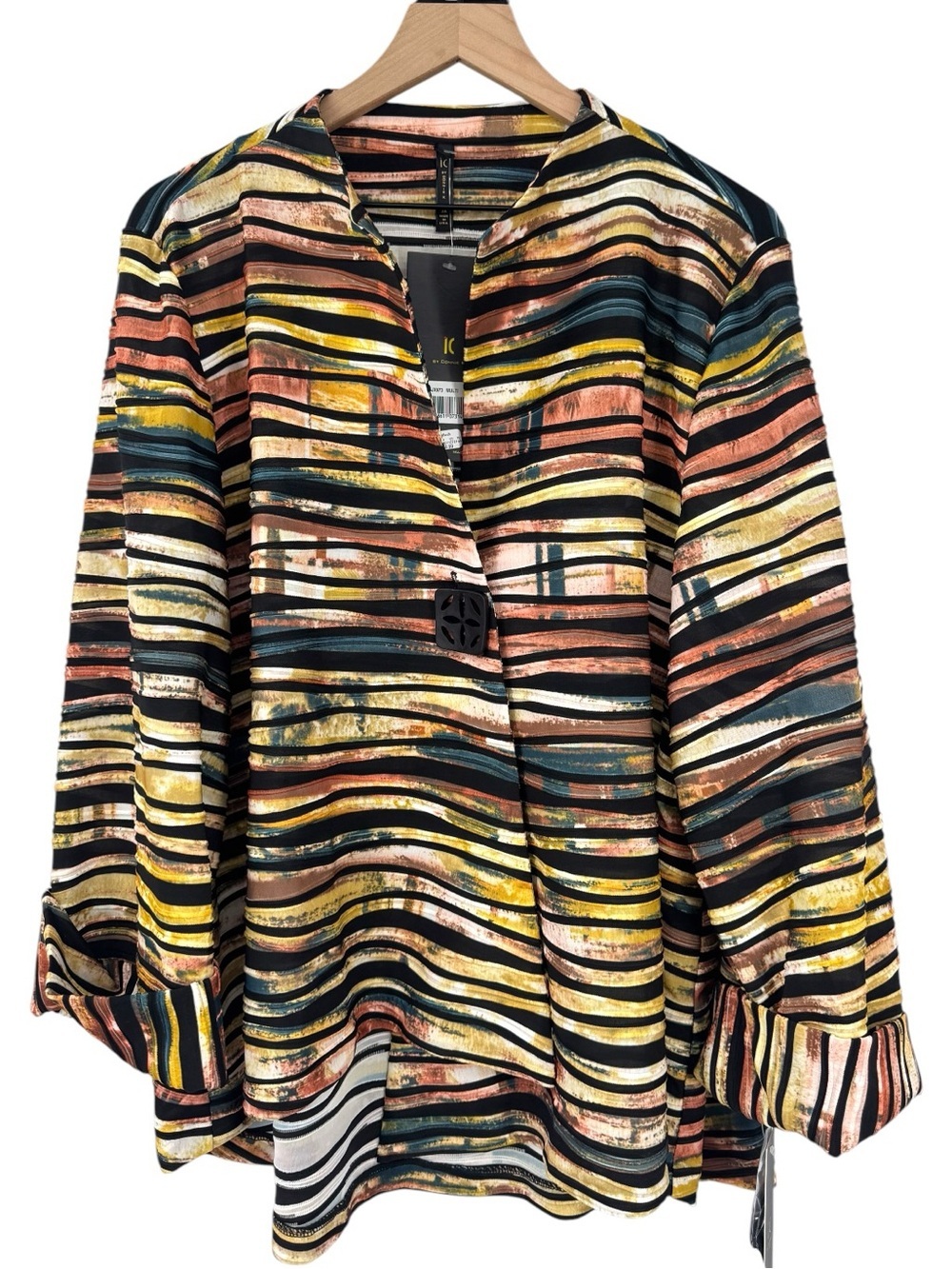 IC by Connie K 3X Asymmetrical Stripe Jacket NWT Artwear Tunic Top - Picture 2 of 6